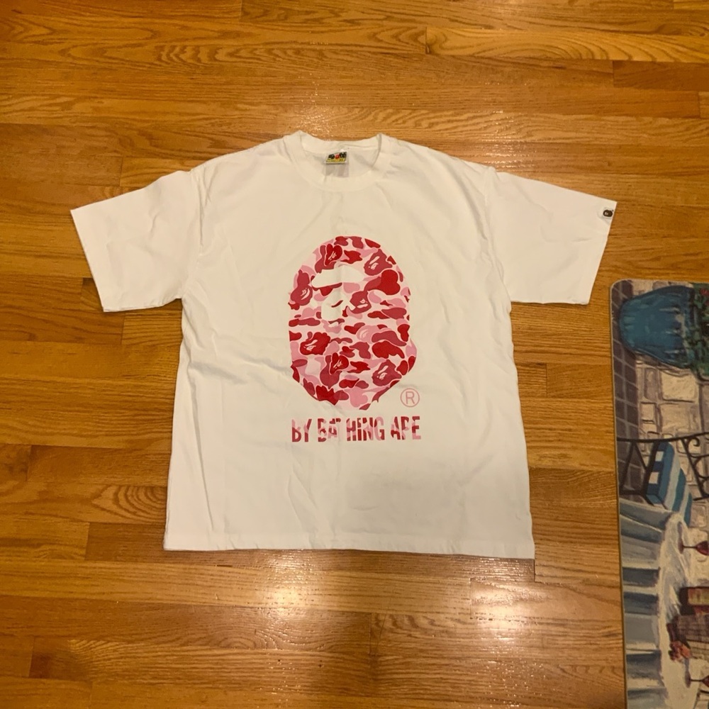White and Red Bape Sleeve Tee